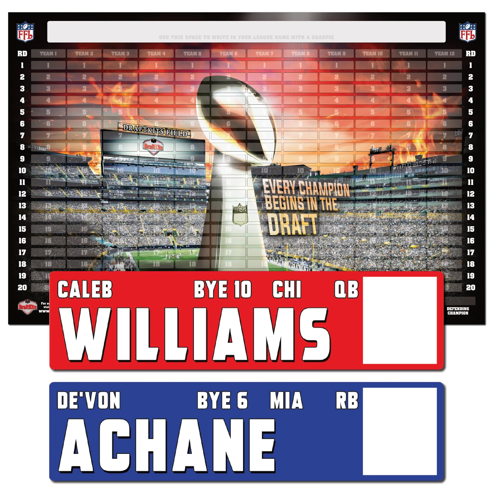 Fantasy Football AUCTION Draft Board Kit - NEW for 2026 - Stickers & Board