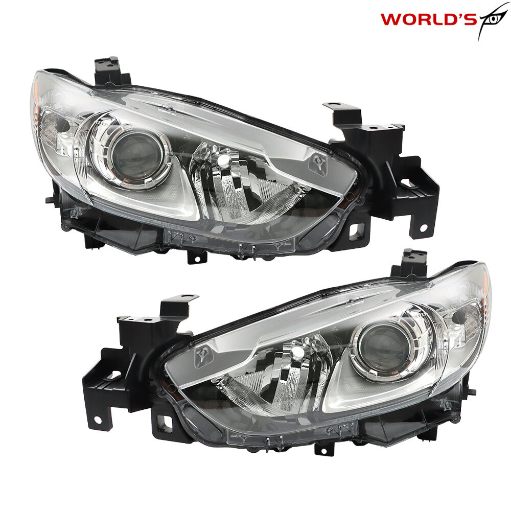 Right+Left Headlight For Mazda 6 2014 15 16 2017 Black Housing Projector Halogen