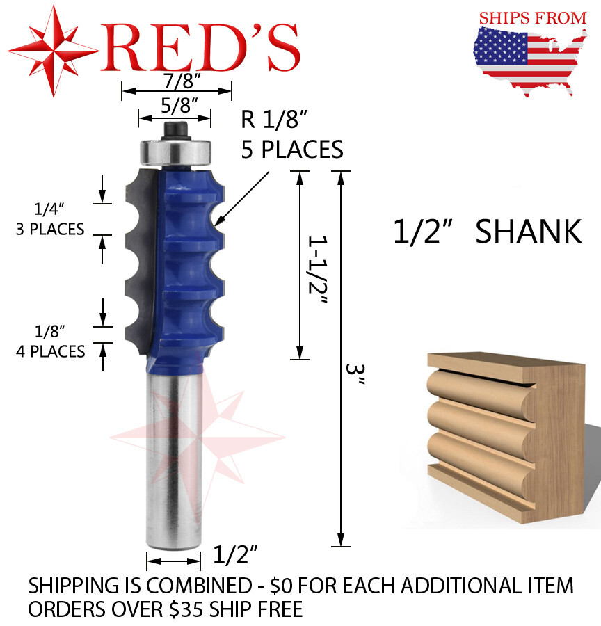 Tideway Carbide PRO WL1142 1/4" Multi-Beading router bit 1/2 shank