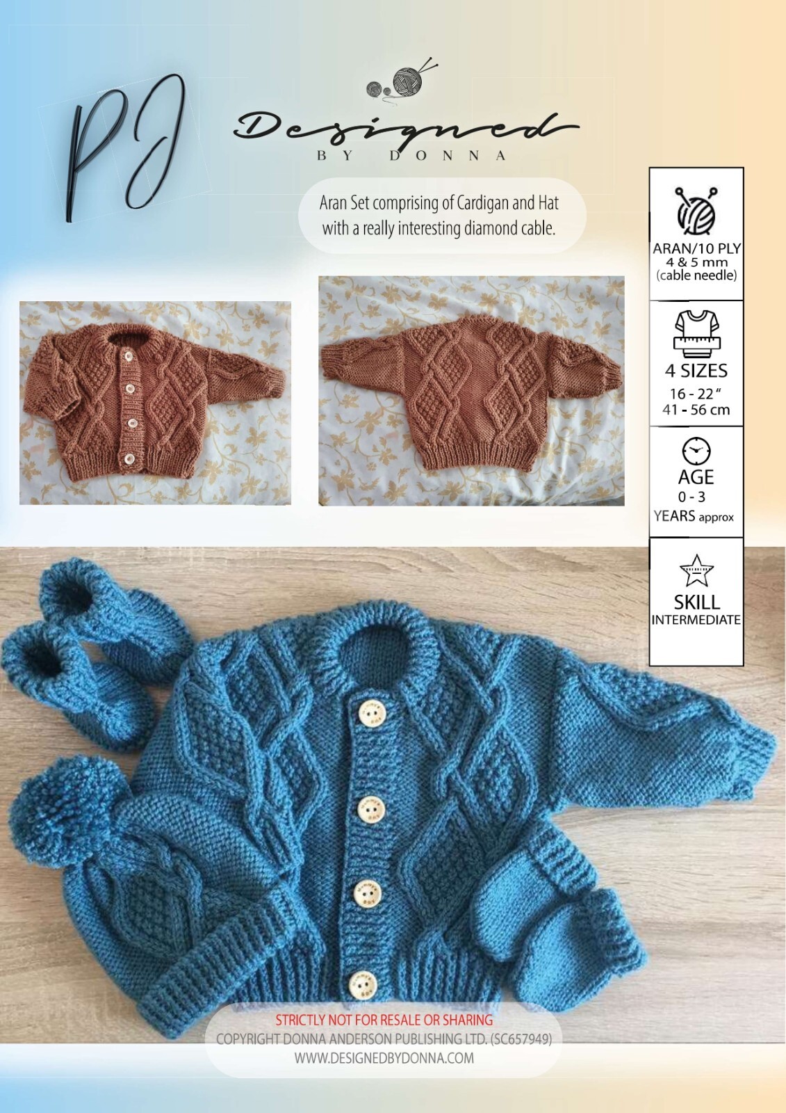 Baby Aran Knitting Pattern - Designer - PJ's Pattern