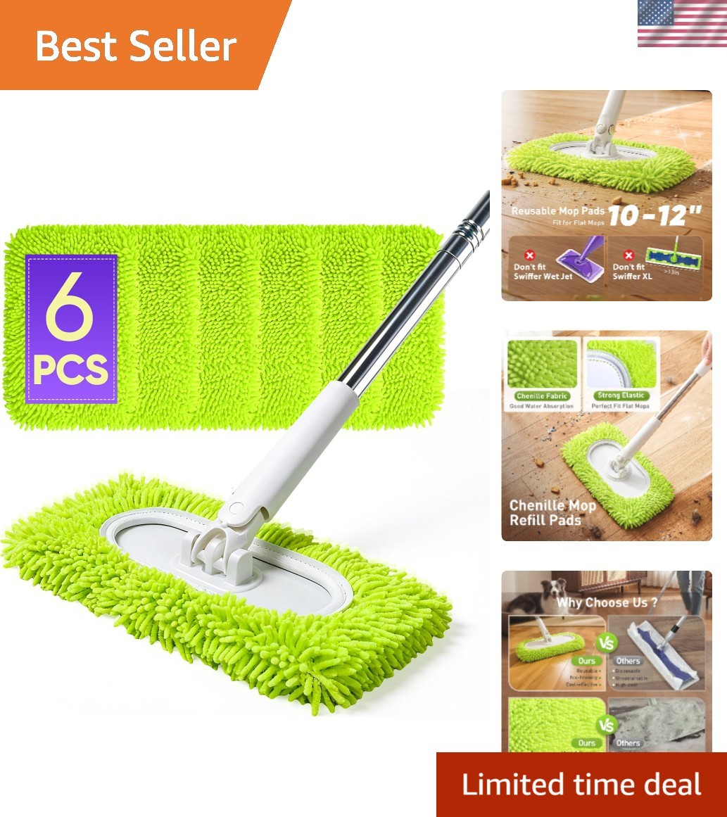 6 Pack Microfiber Mop Refills - Washable & Compatible with Standard Mops