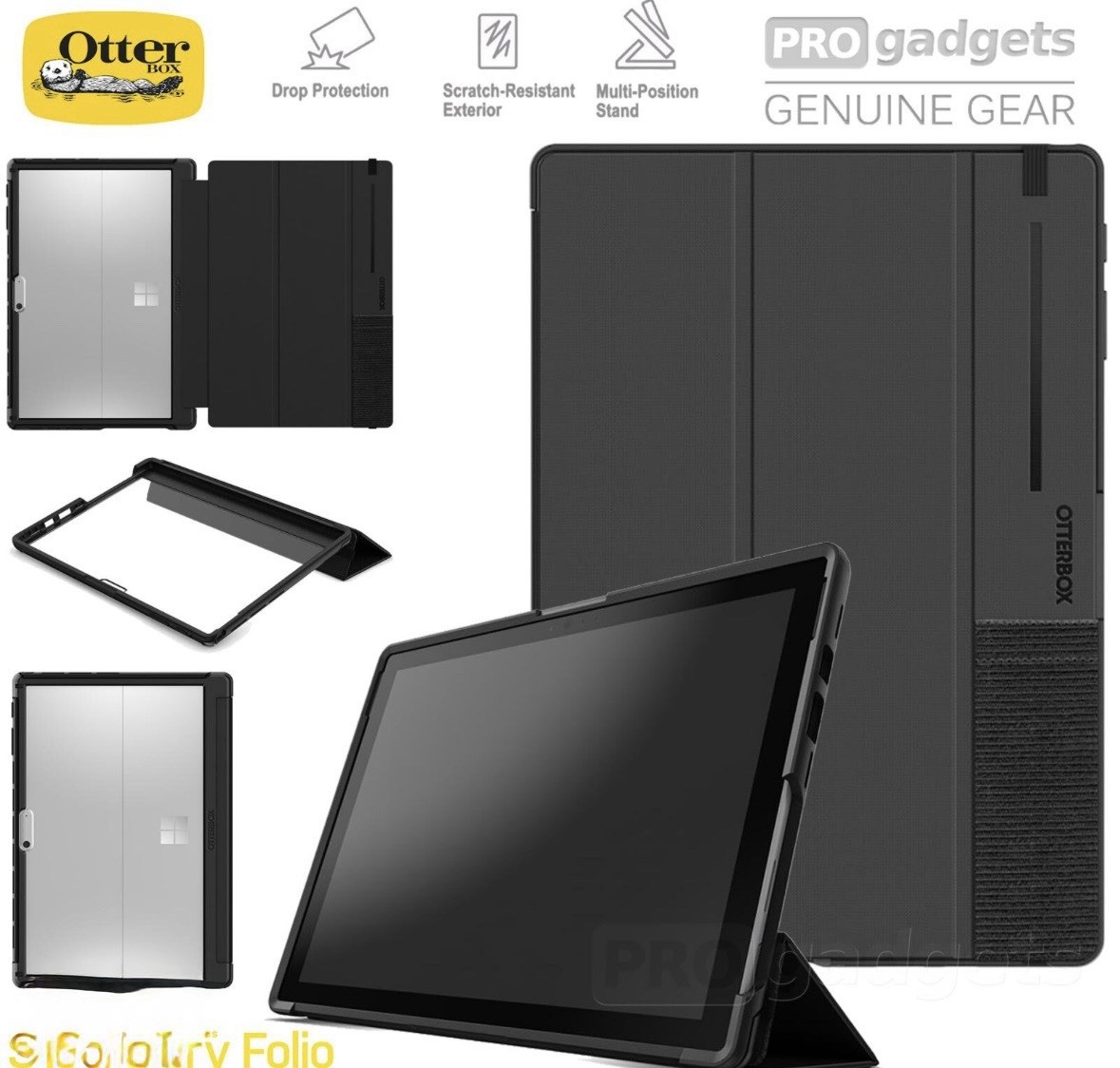 OtterBox Symmetry Folio Case for Microsoft Surface Pro 7 / 6 / 5 - Black - New