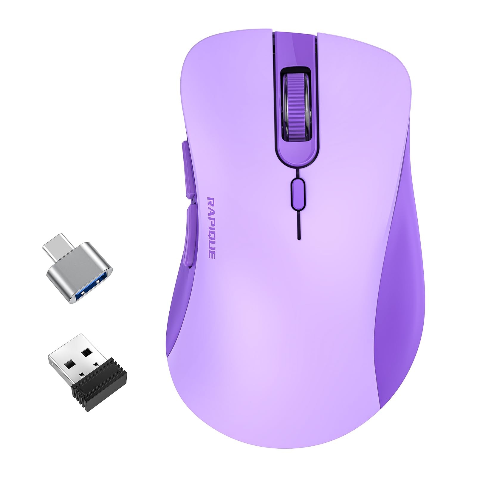 Wireless Mouse - Silent Computer Mice with USB Receiver & Type-C Adapter, Low