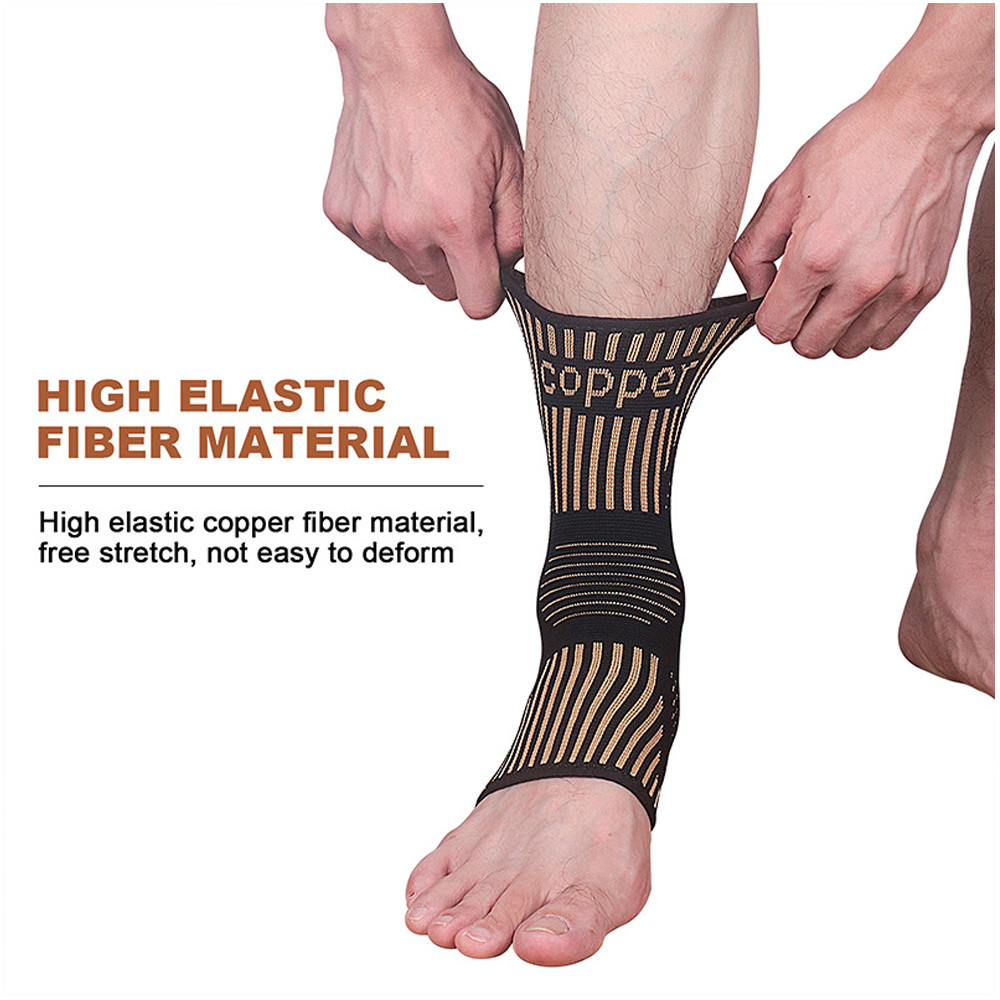 2Pair Copper Ankle Brace Copper Infused Ankle Support Compression Sleeve Plantar