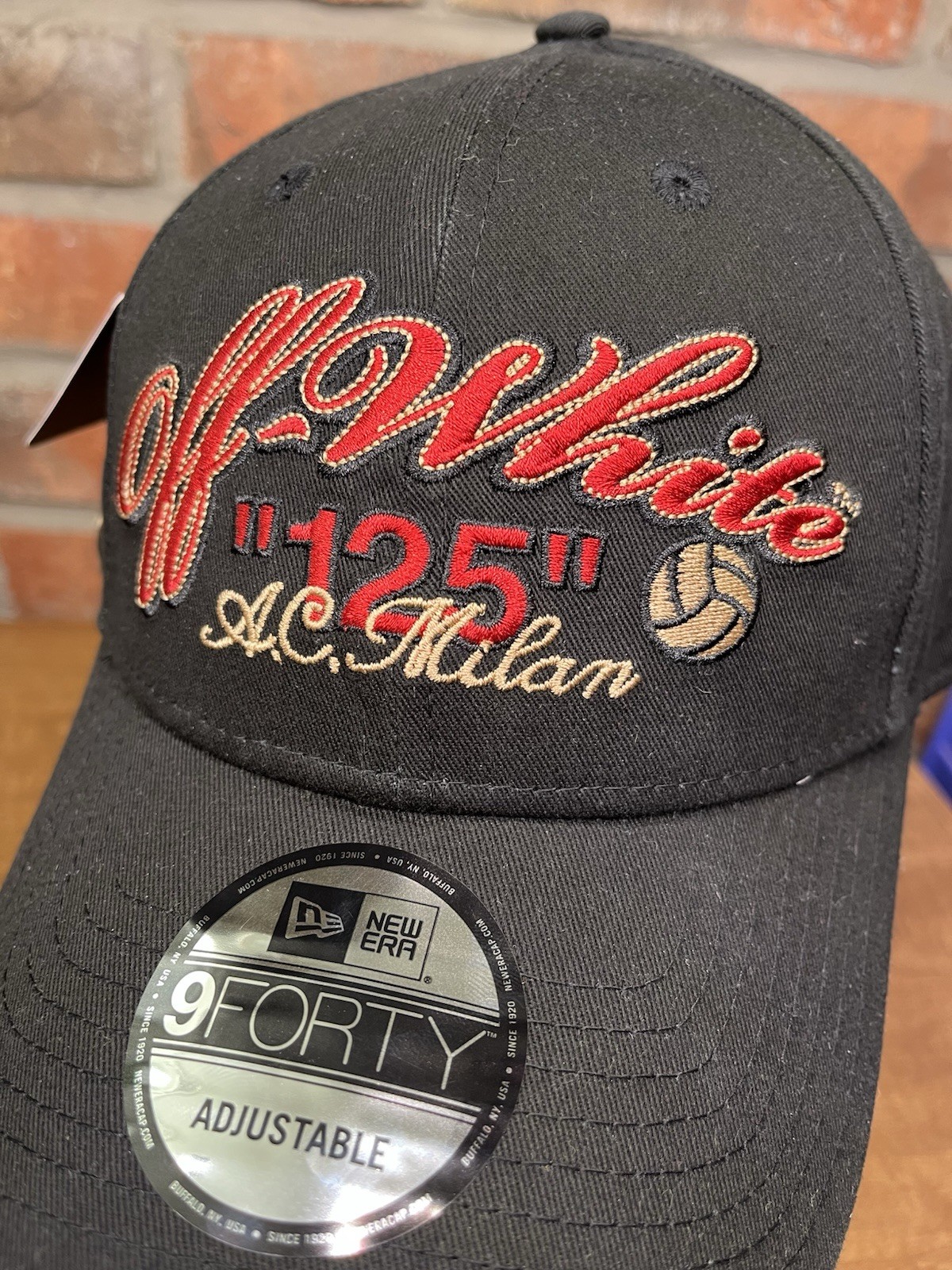NEW ERA x Off White x AC Milan 2024 9Forty Black/Red Logo 125th Anniversary Hat