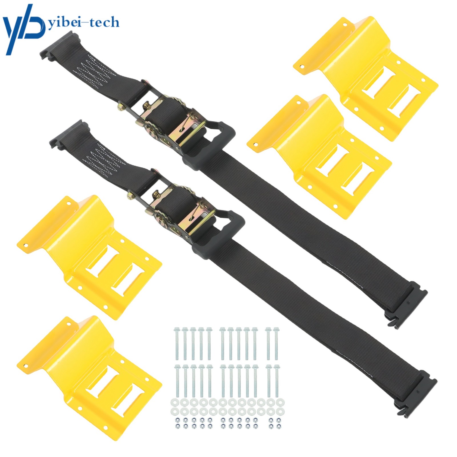 1 Pack Wheel Chock Tie Down E Track System 6' Black Ratchet Straps For Trailers