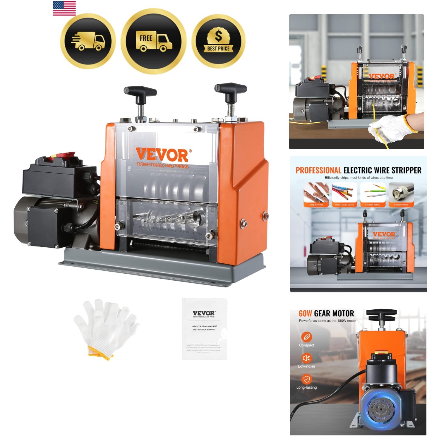 Electric Wire Stripping Machine, 0.06''-0.98'' Automatic Wire Stripper Machin...