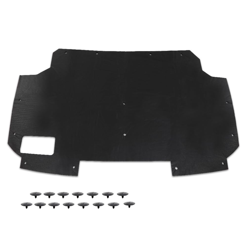 Hood Insulation Pad with Clips for F150 F250 F350 Bronco 1987-1991 Black