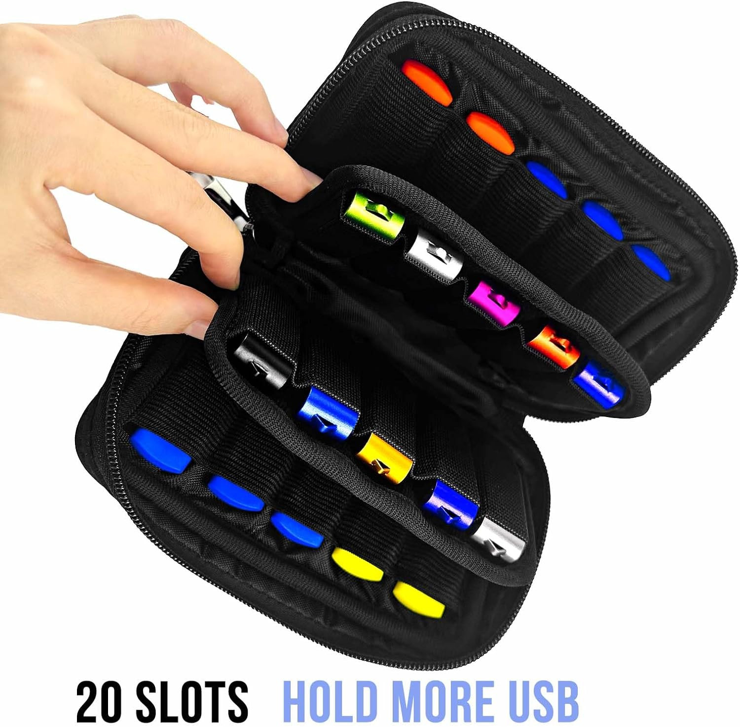 Flash Drive Case 20 Slots Storage Case USB Holder Storage Bag for Flash Drive E