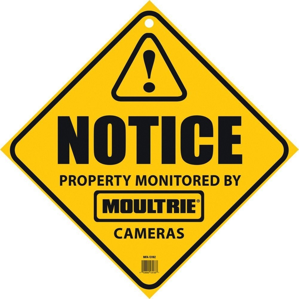 Moultrie Feeders Camera Surveillance Sign Yellow / Black - MCA-13133