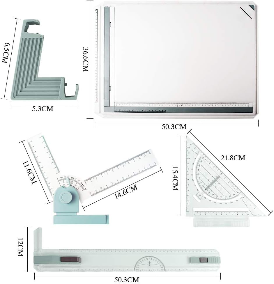 JILoffice A3 Drawing Board, Lightweight Multi-Funtion Drafting Table White