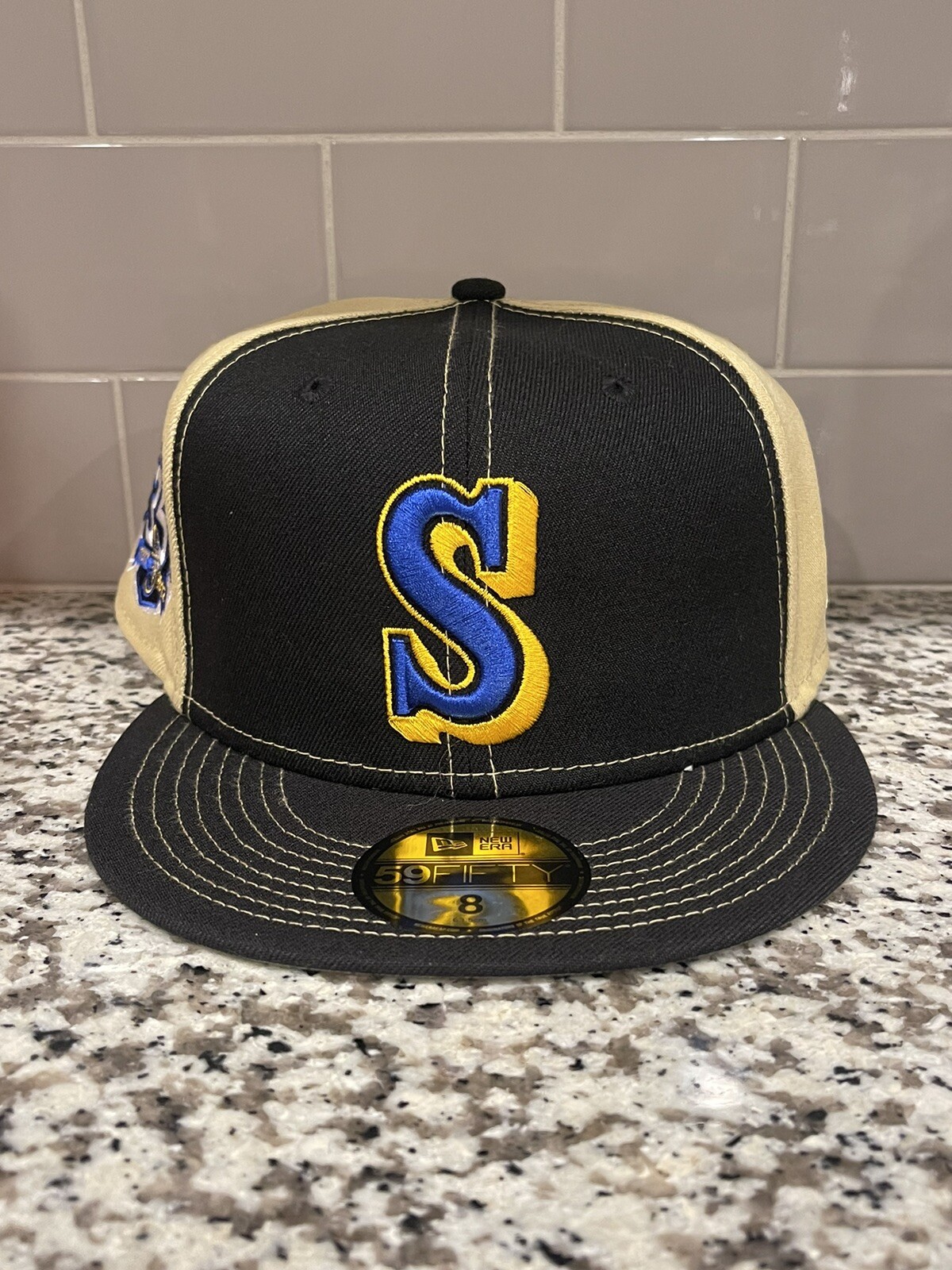 New Era 59Fifty Fitted Seattle Mariners 35th Anniversary Side Patch Hat Sz 8