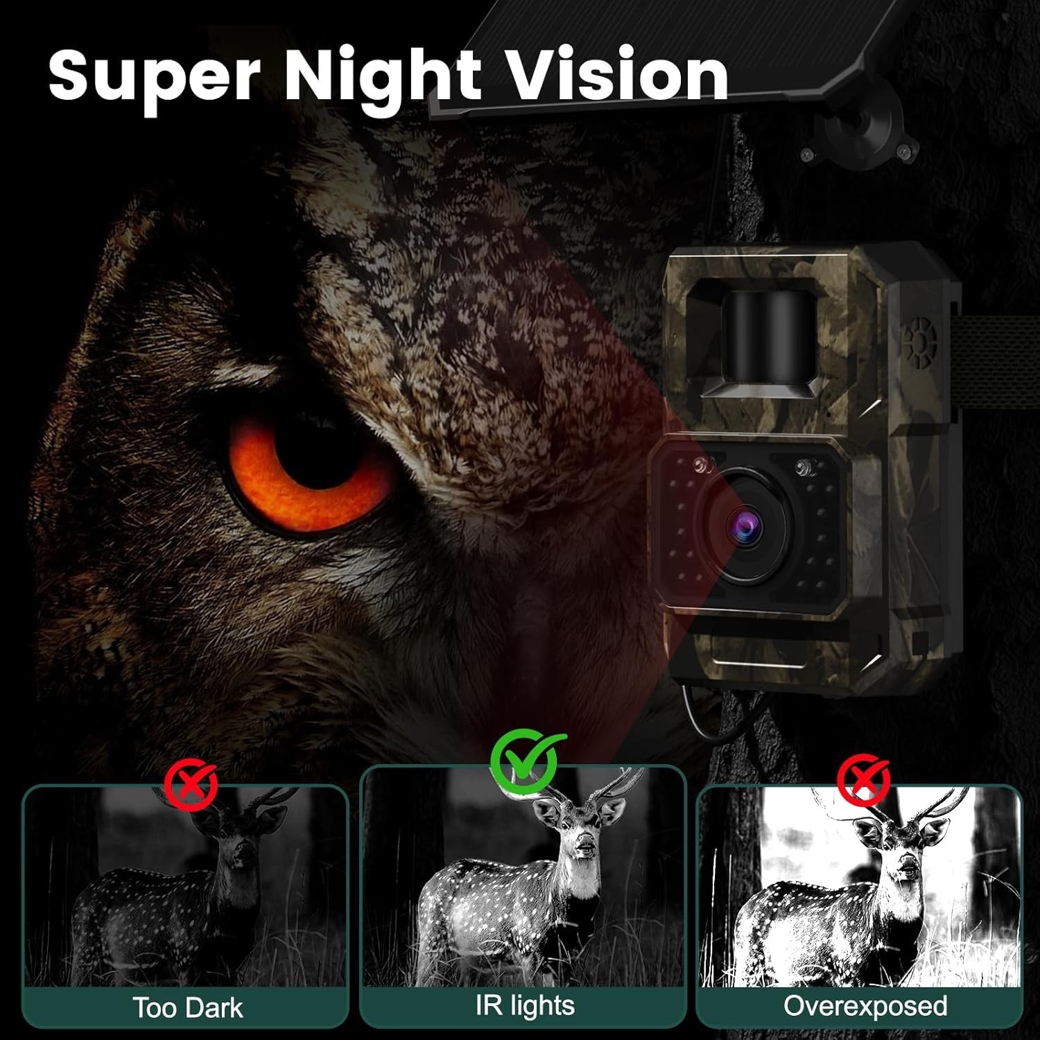 Solar WiFi Trail Camera Bluetooth Game Camera, 4K 64MP Wildlife Cameras 2000m...