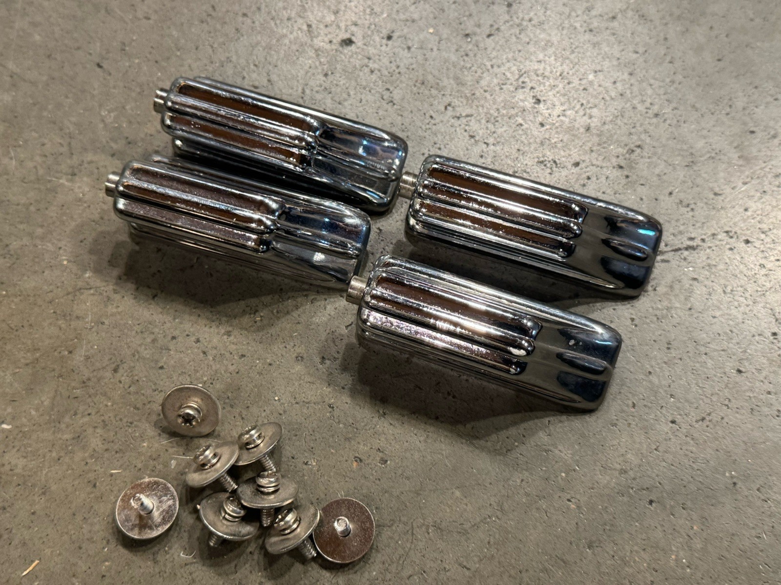 FOUR (4) Rogers R BASS Drum Lug Casing Casings CHROME VINTAGE off 80's R #FH1