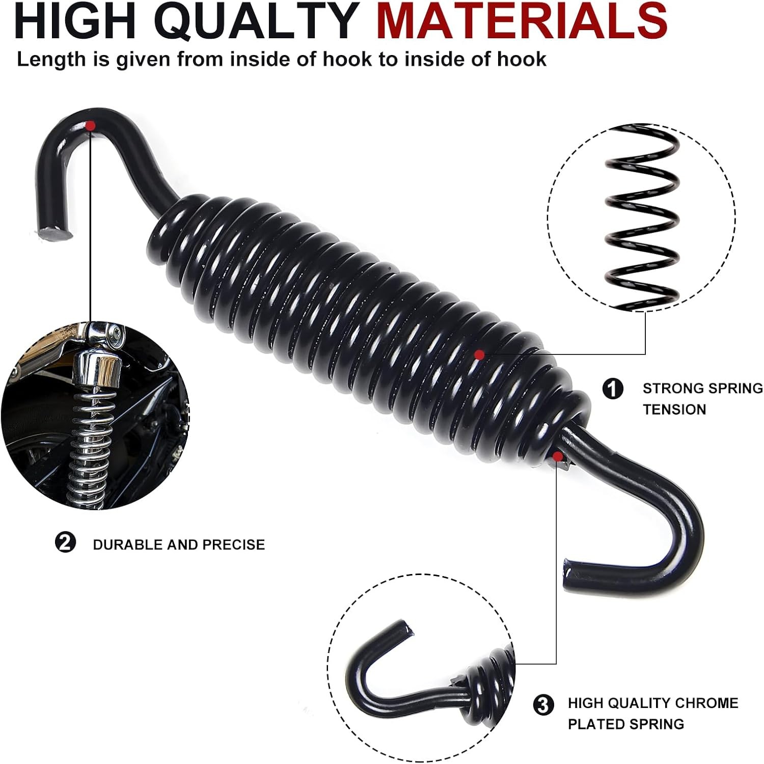2-Pack black Chrome Kickstand Spring Jiffy Stand spring fits for Harley 2 Pack