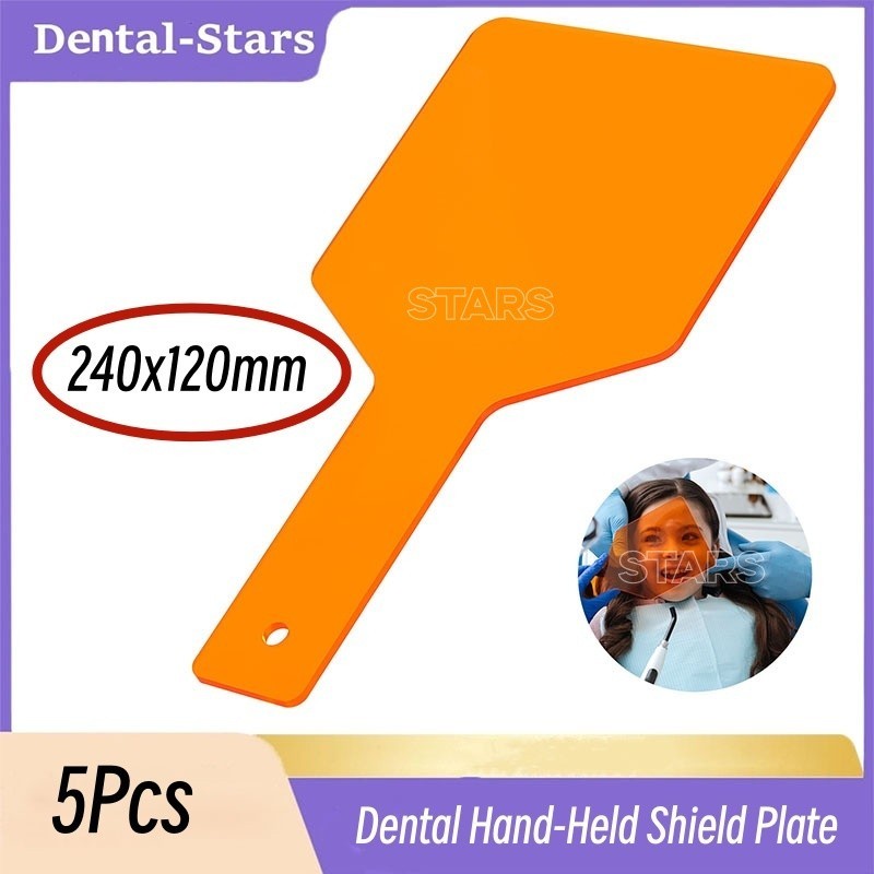 5 Pcs Dental Curing Light Shield Protective Plate Hand-Held Board Orange 24*12mm