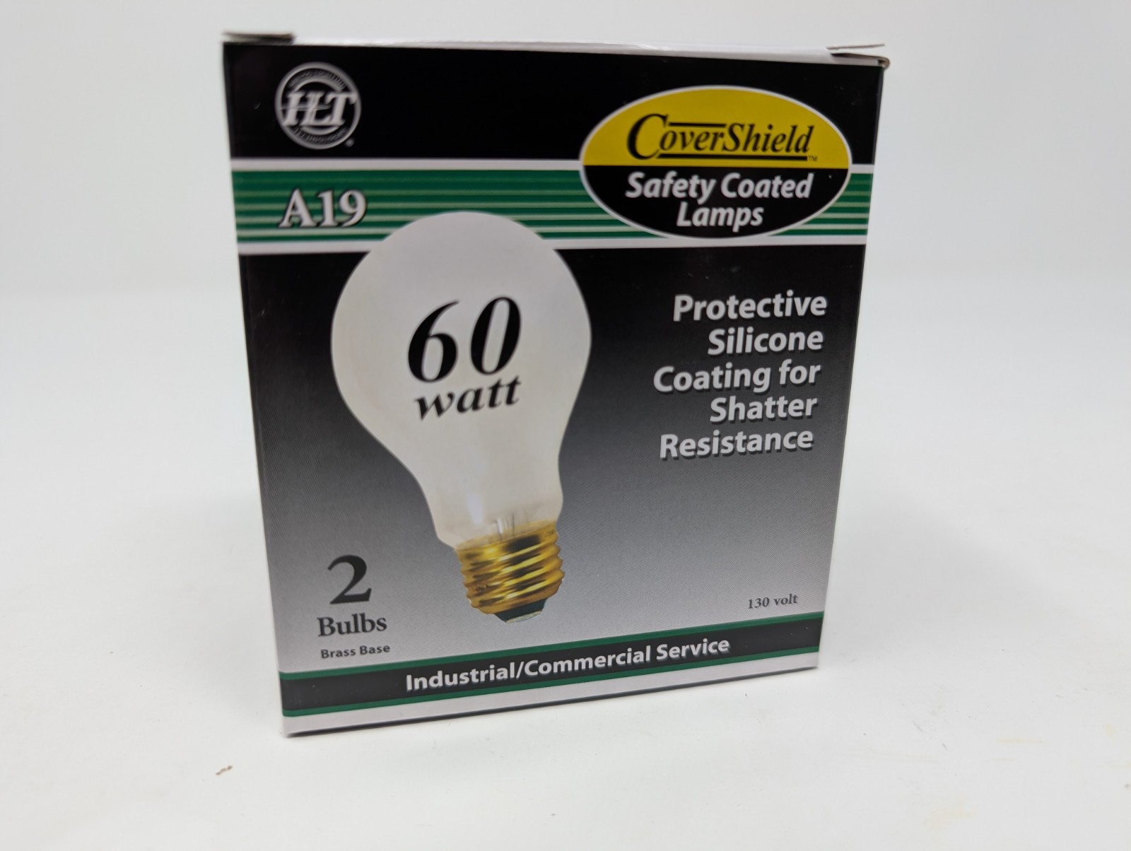White 60W Light Bulbs 130V A19 2pk Old Style Silicone Coated Shatter Resistant