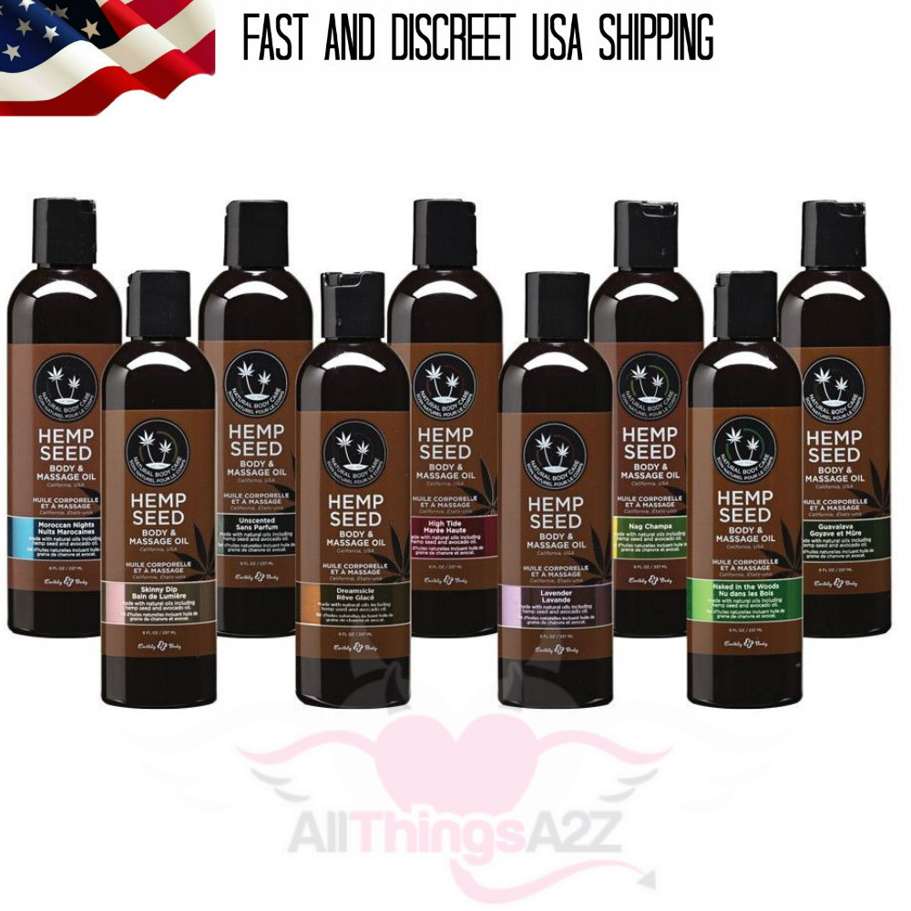 Earthly Body Hemp Seed Body & Massage Oil 100% Natural Vegan Oil Lubricant 2oz