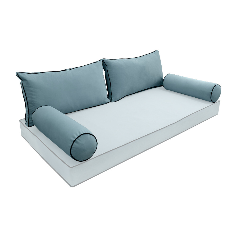 COVER ONLY Model V2 Twin Velvet Contrast Indoor Daybed Cushion Bolster - AD355