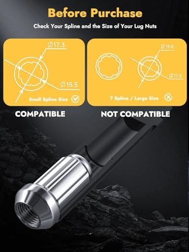 Small Lug Nuts Socket Key, Compatible with 3/4“ (19mm) and 6 Spline Black 1 PC