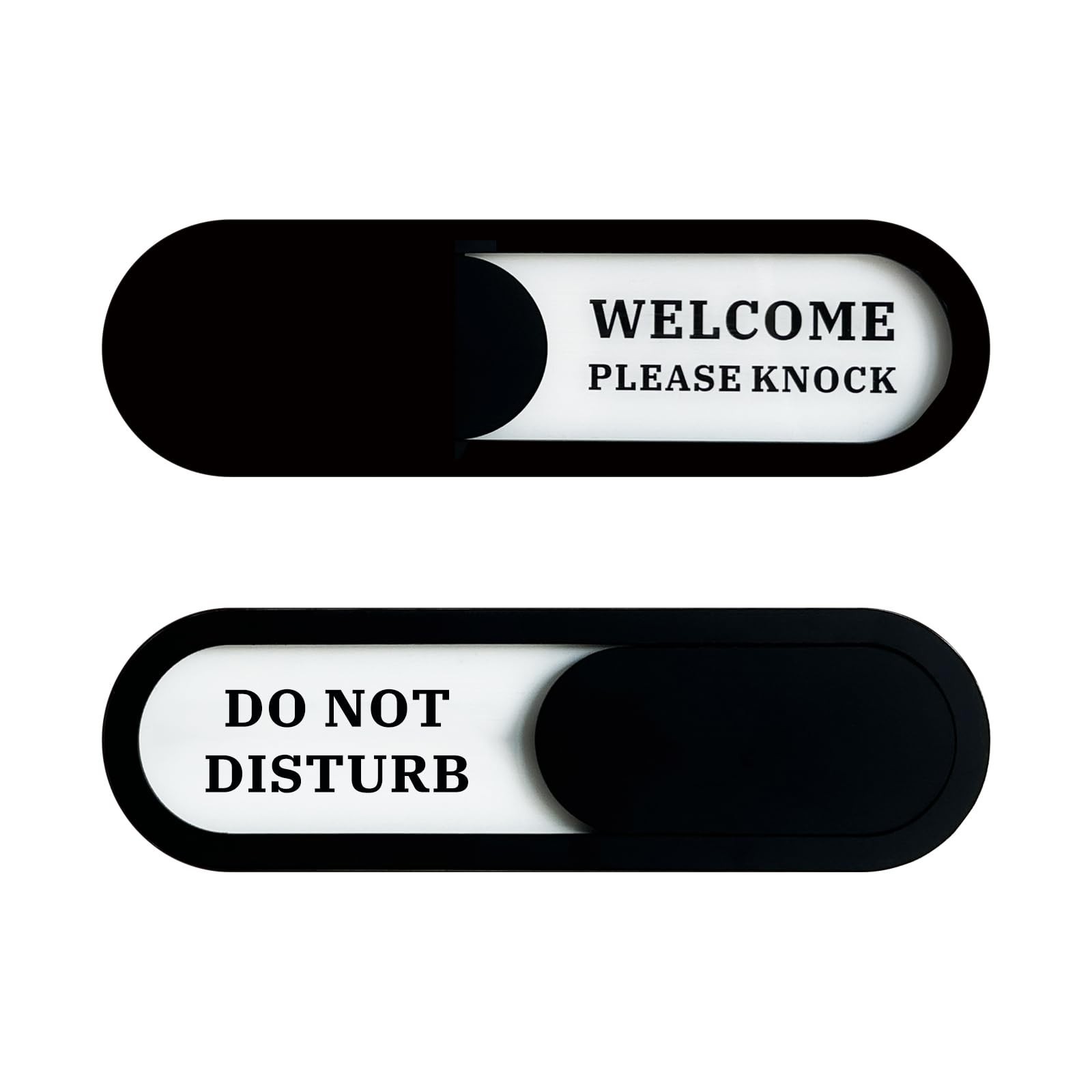 Acrylic Privacy Sign, Do Not Disturb/Welcome Please Knock, Black, (7.4 x 2.2)...