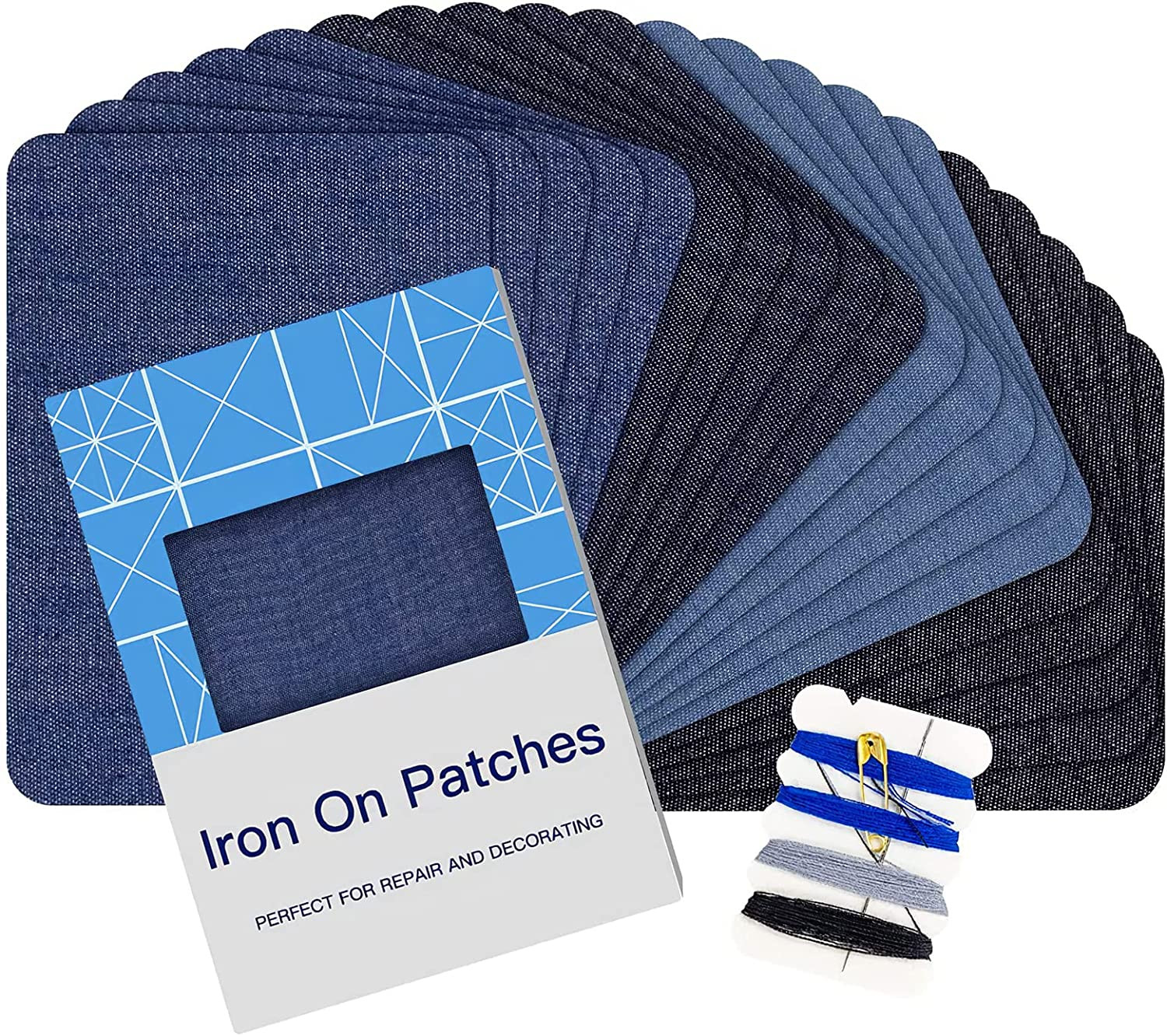 20 Pack Iron On Denim Patches Heavy Duty Cotton Repair for Jeans Clothes