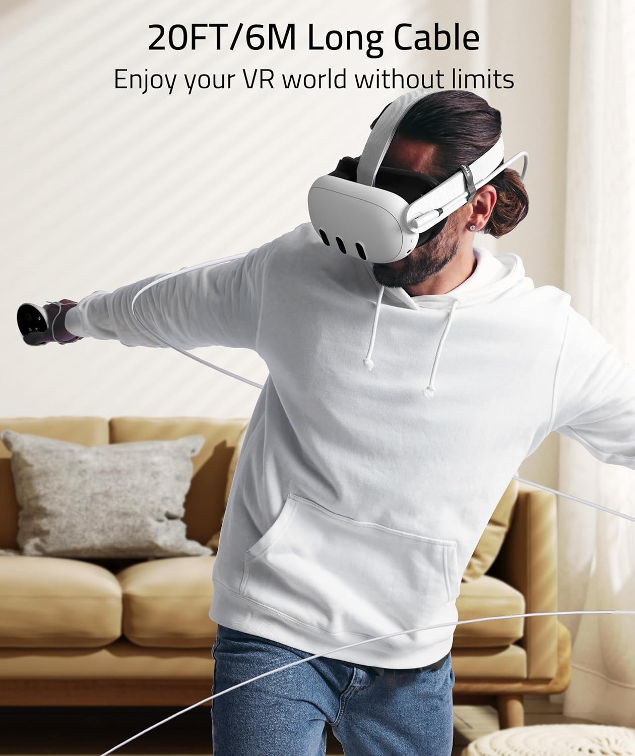 VR Link Cable 20FT for Oculus/Meta Quest - USB 3.0 Adapter