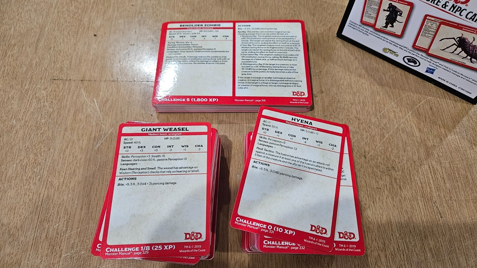 Creature and NPC Cards D&D 5e (182 Cards, used)