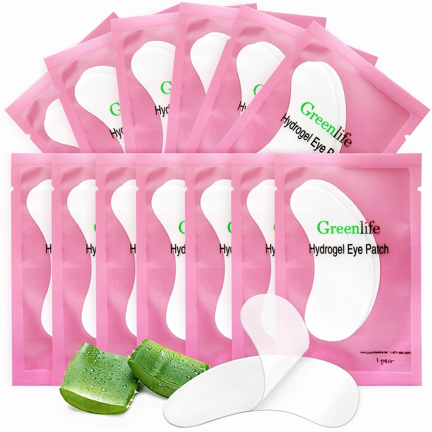 50 parches de hidrogel para extensión de pestañas debajo de ojos con aloe vera y