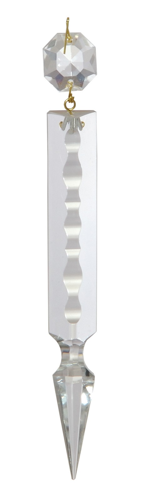 BrilliantCut 4" (100Mm) Prism, Spear Cut, Crystal, Nickel Pin
