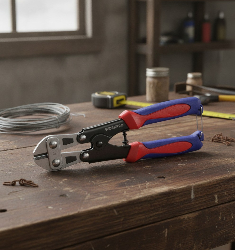 Mini Bolt Cutter, 8 Inch, Spring Loaded, Heavy Duty, Anti-Slip Handle