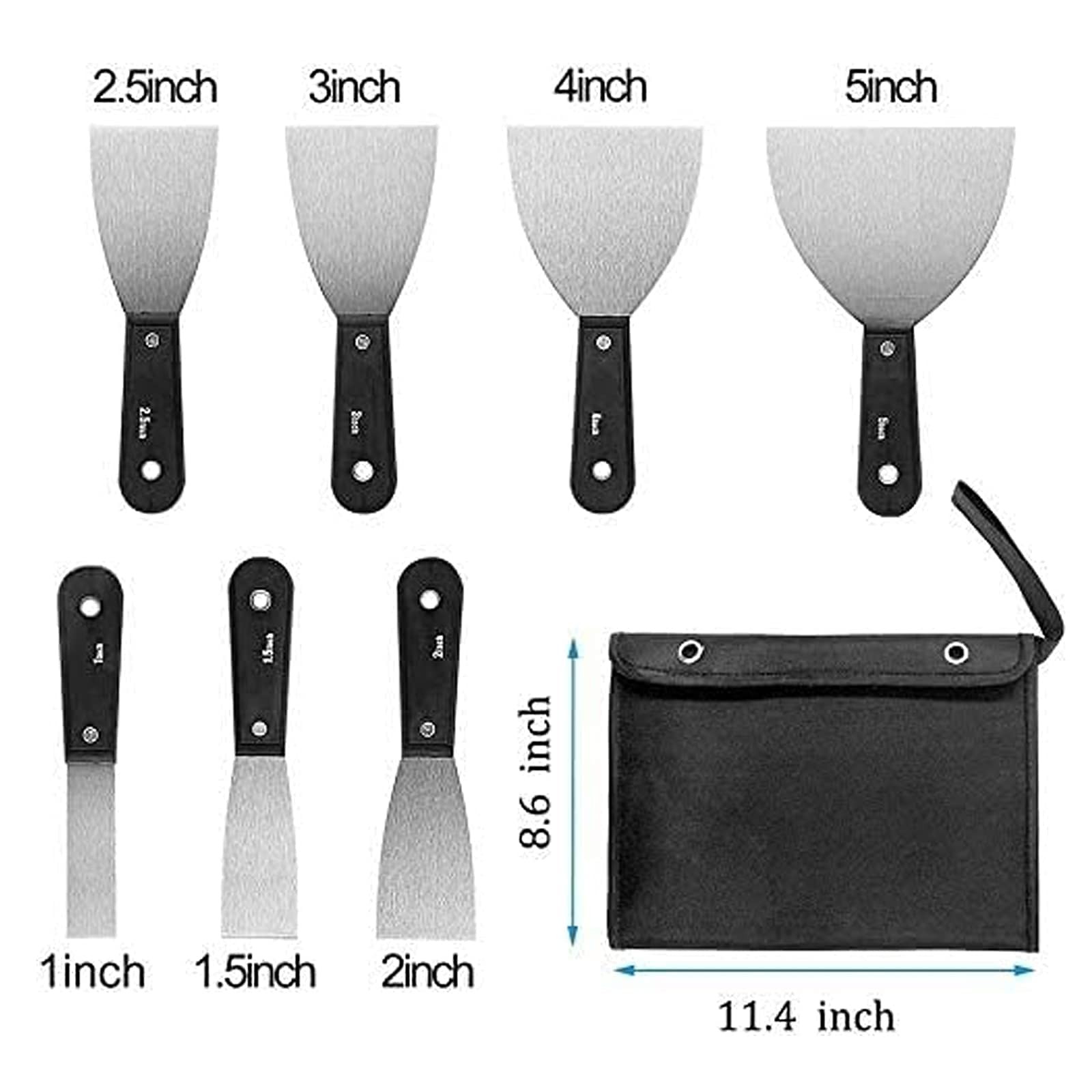7 PCS Drywall Paint Scraper Tools with Storage Bag,Spackle Drywall Putty Knif...