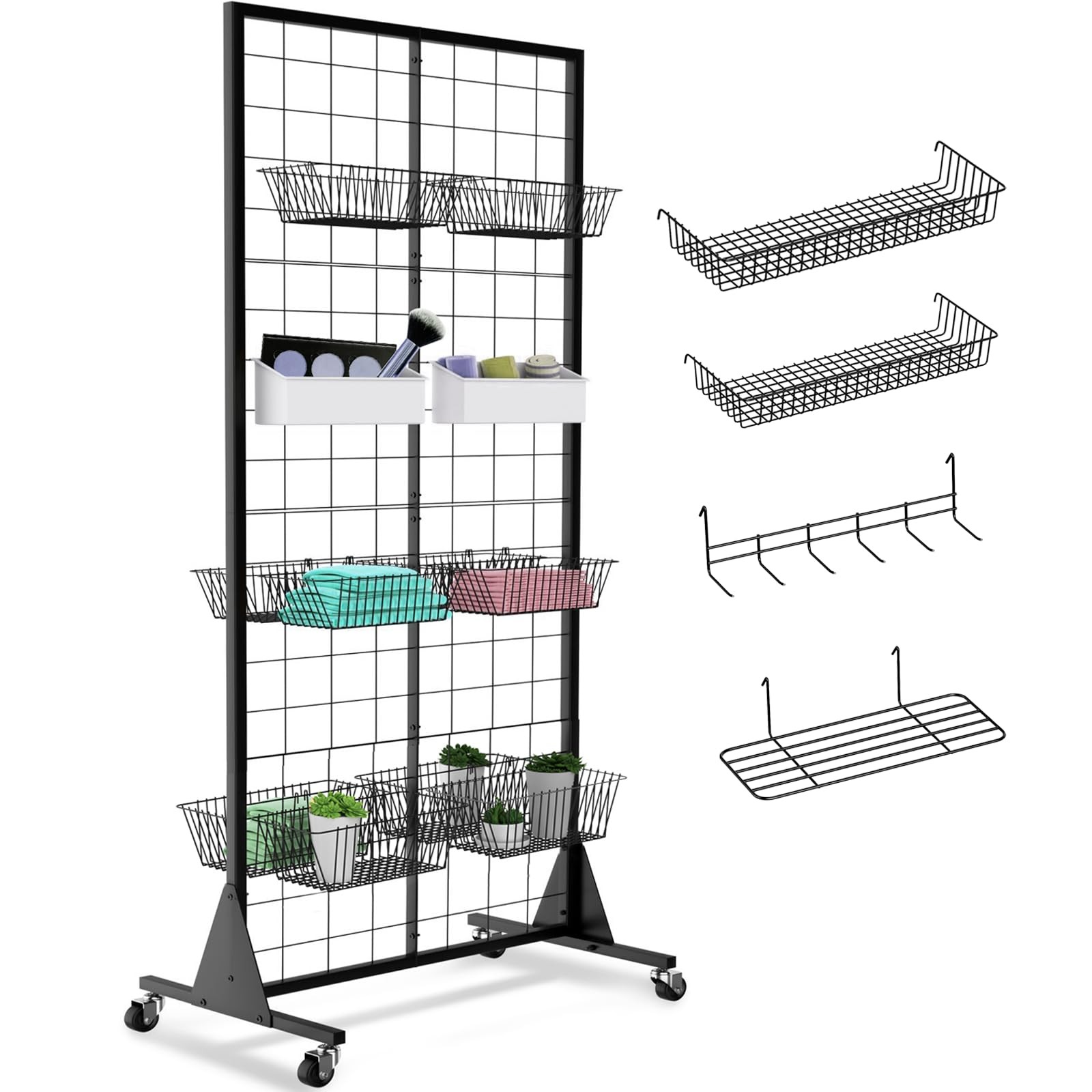 1-Pack Grid Wall Panels, 2' X 5.5' Ft Gridwall Panel Display Stand, Heavy Mov...