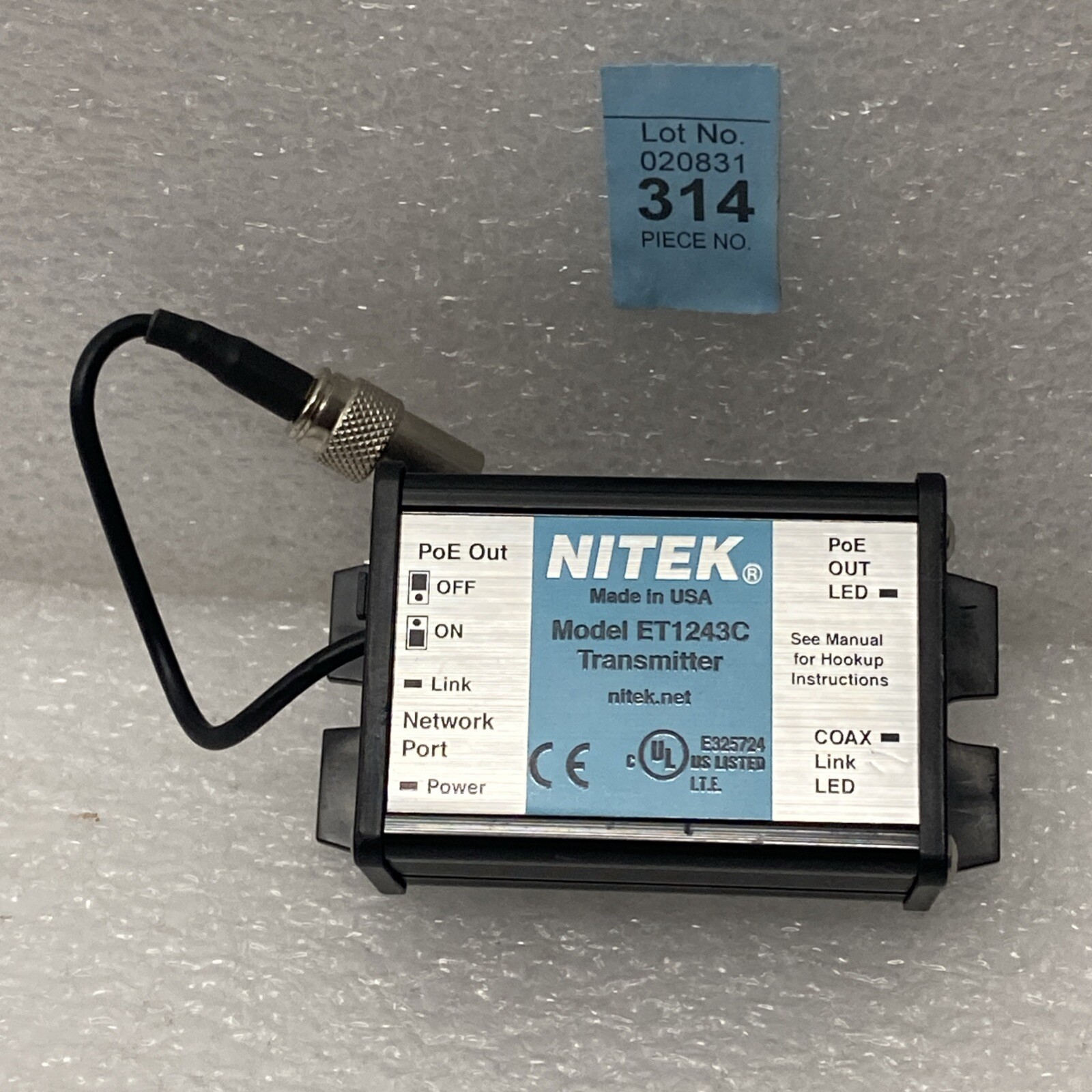 Nitek ET1243C IP Cameras Over Coax Extender Transmitter