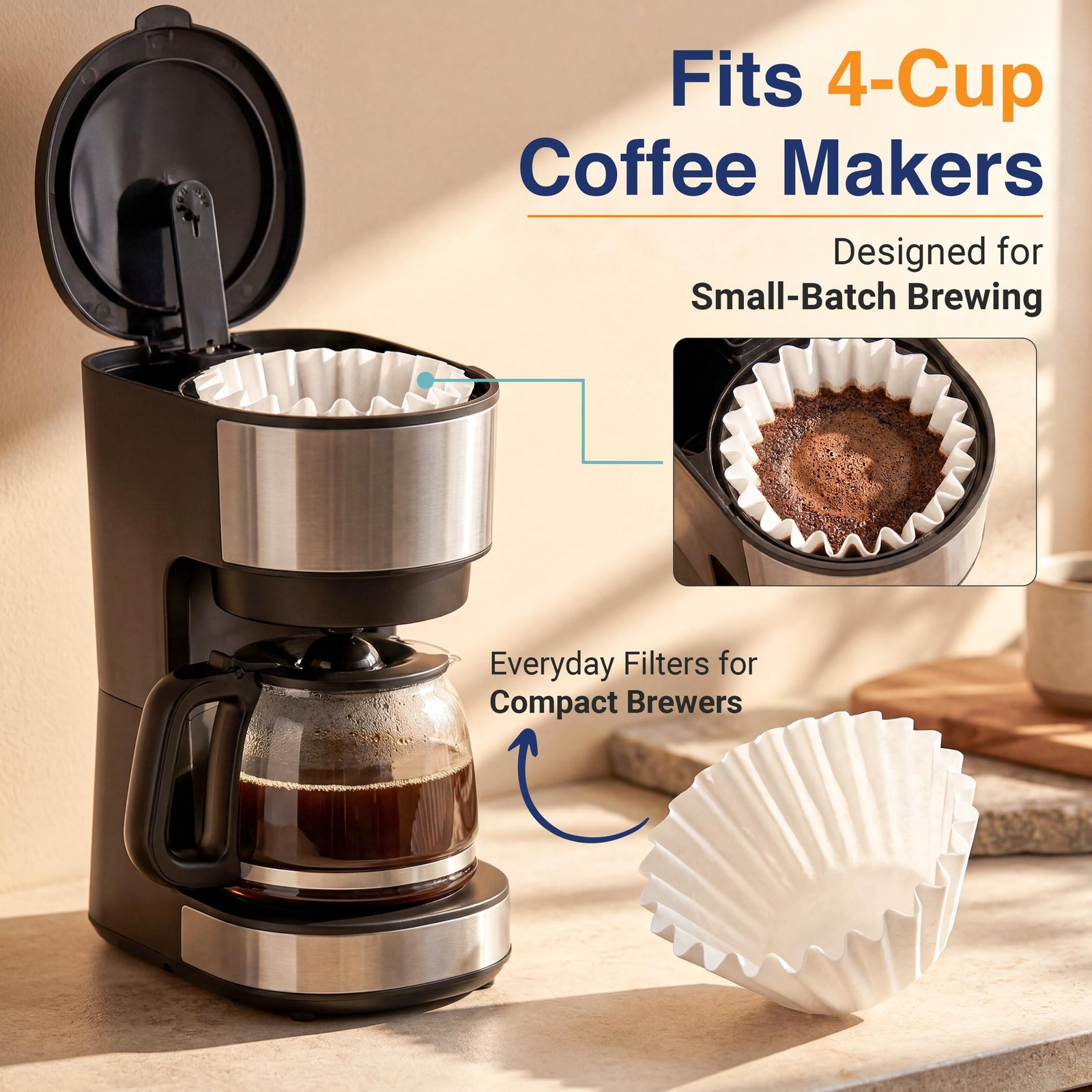 4 Cup Basket Coffee Filters (400, White) 400