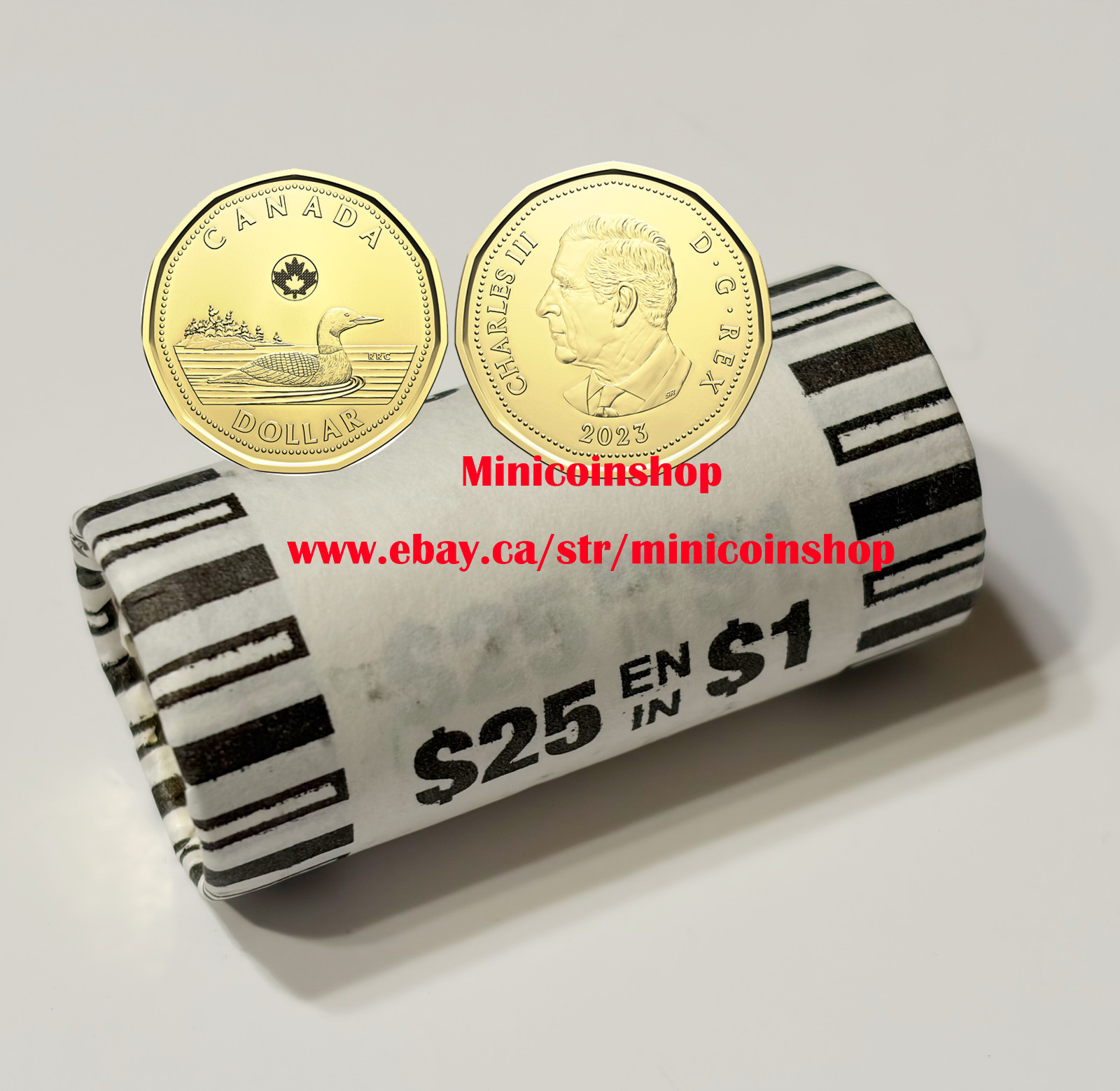 Canada 2023 $1 Dollar Common Loonie Coin Roll - King Charles III