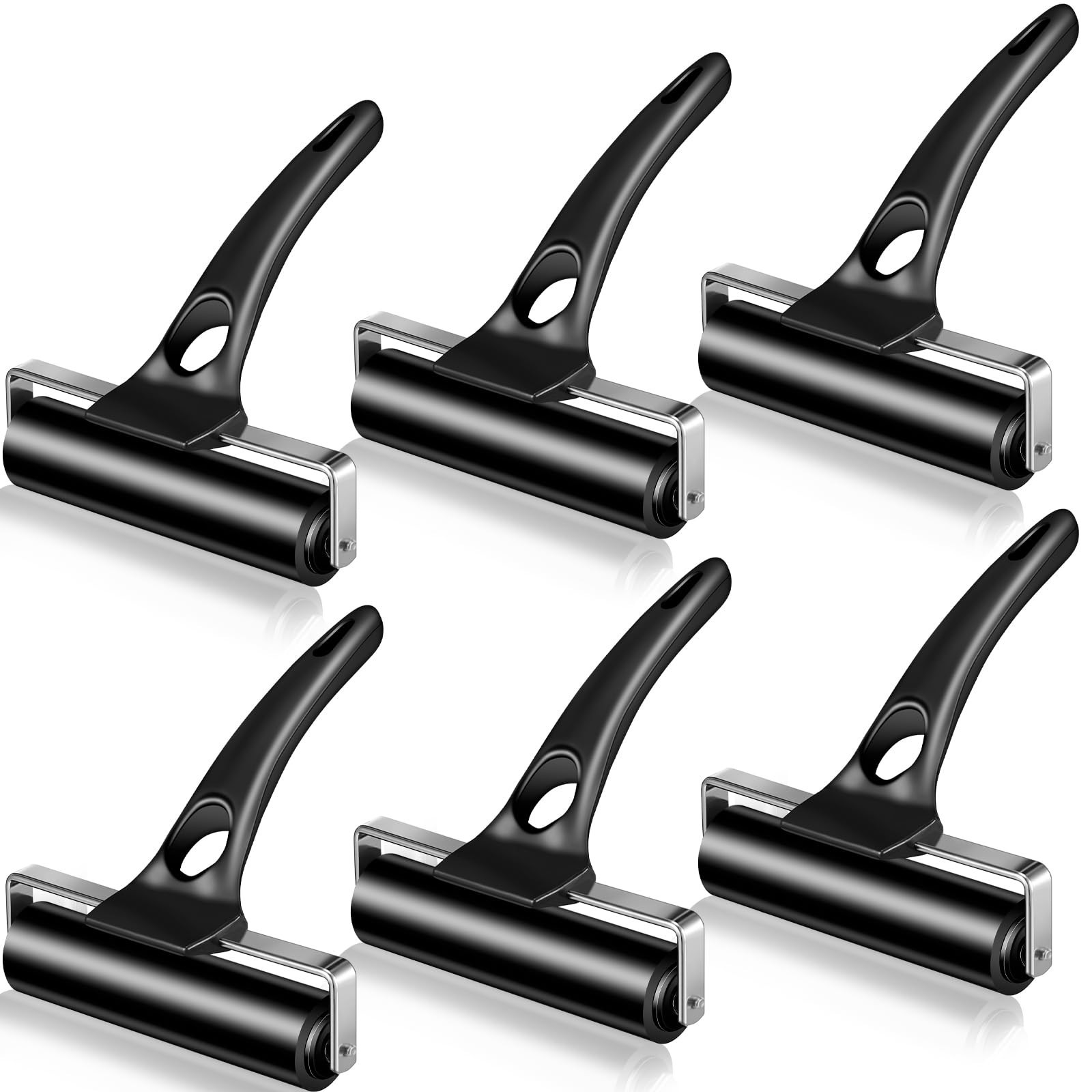 6 Pack 4.7" Rubber Brayer Rollers for Printmaking, Ink Application & Crafting