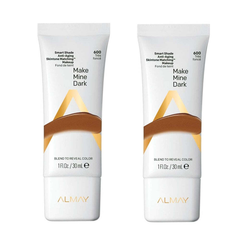 2 Pack Almay Smart Shade Anti-Aging Skintone Matching Makeup, Make Mine Dark 600