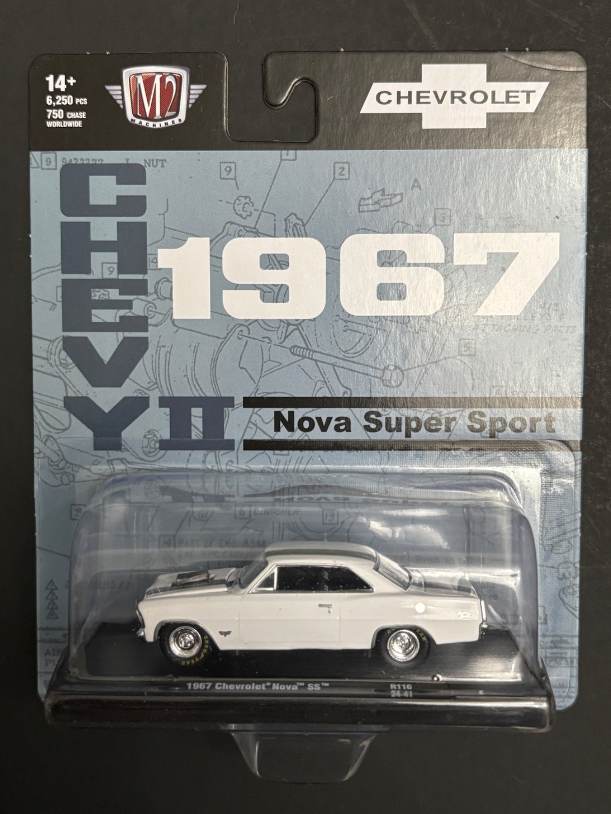 NEW - M2 Machines Auto-Drivers 1967 CHEVROLET NOVA SS White R116