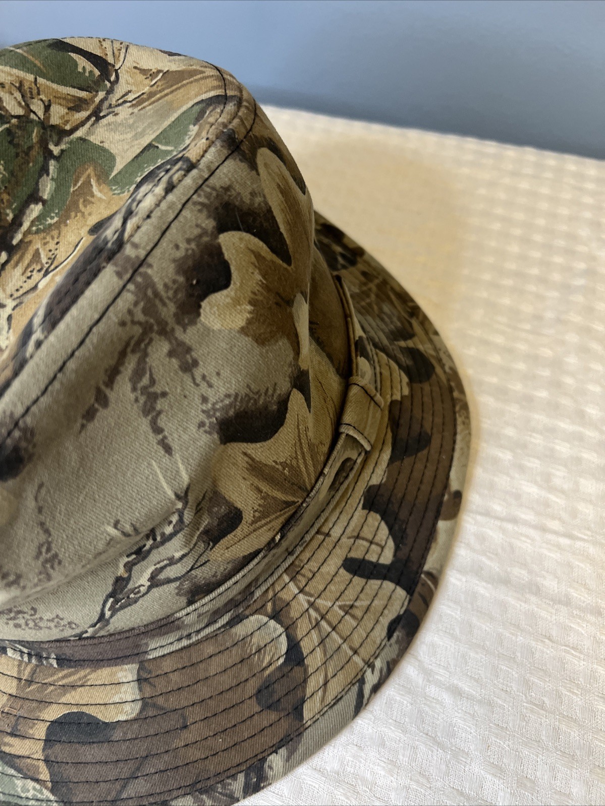 Vintage Whitewater Outdoors Advantage Camo Bucket Hat Hunting US Leaves Brown