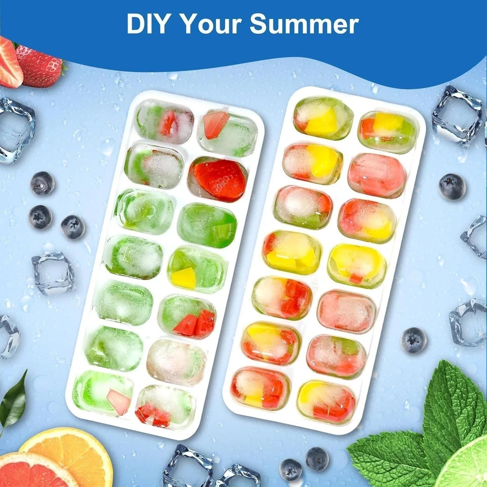 Ice Cube Trays for Freezer with Lids, 4 Pack 56-Cube Stackable Ice Trays, Easy-R