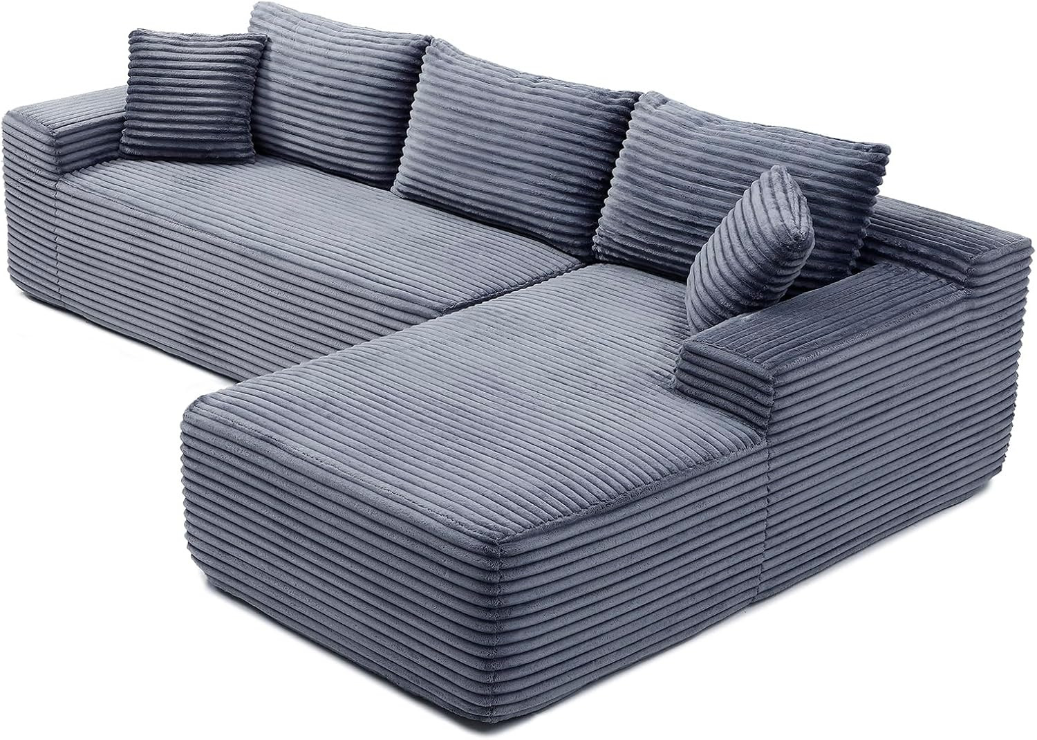 105-Inch L-Shaped Right Facing Corner Compressed Sofa Modular Sectional Boneless