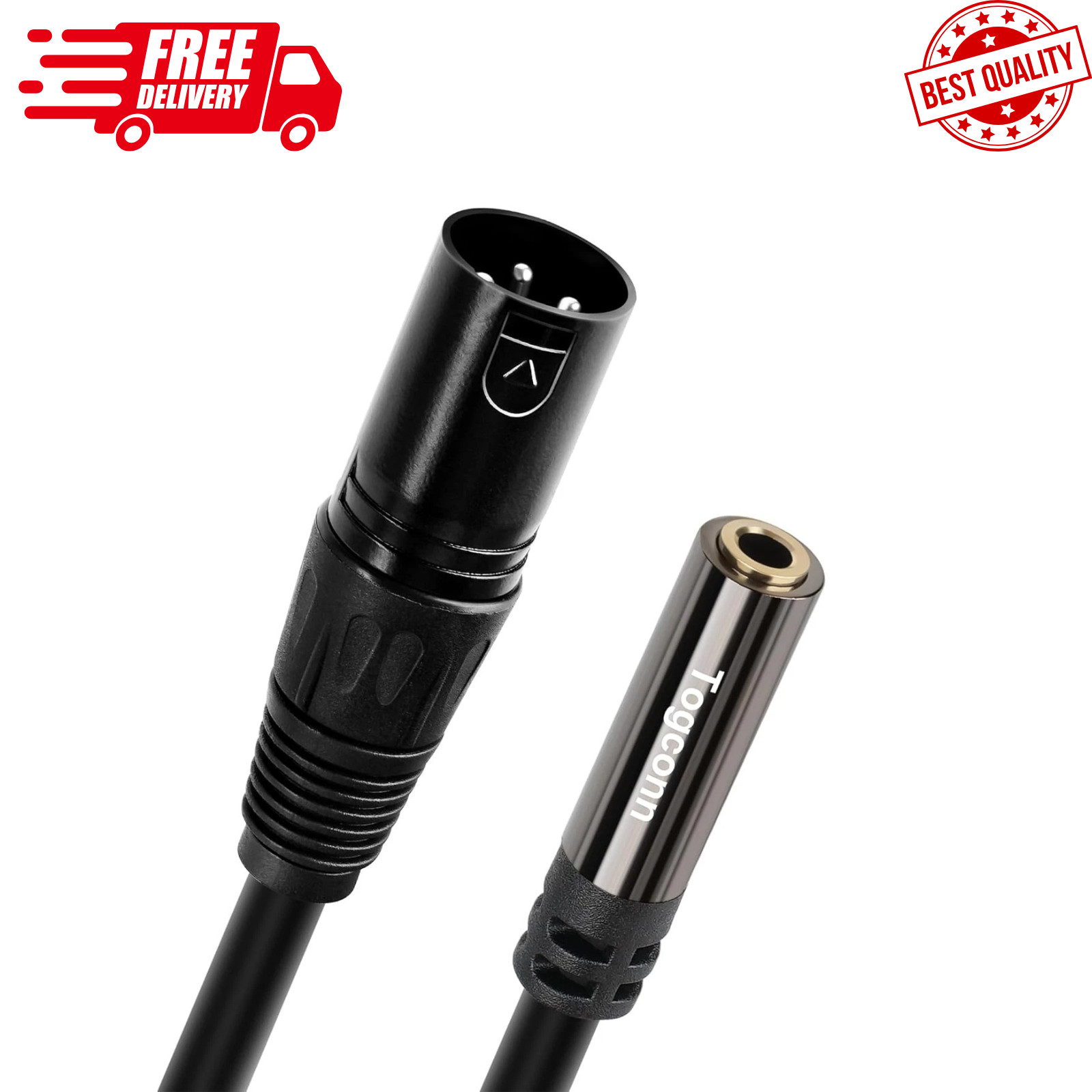 XLR Male to 3.5mm TRS Female Audio Cable Adapter 1Ft Extension Connector
