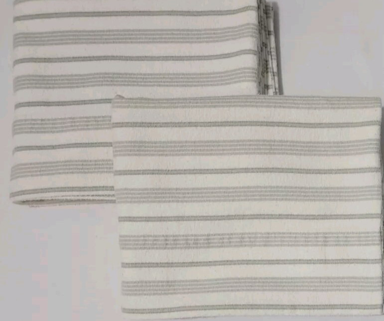 2 Creamy White W/Green Stripe Flannel Pillowcases by Home Classics  18 X 29 Stan
