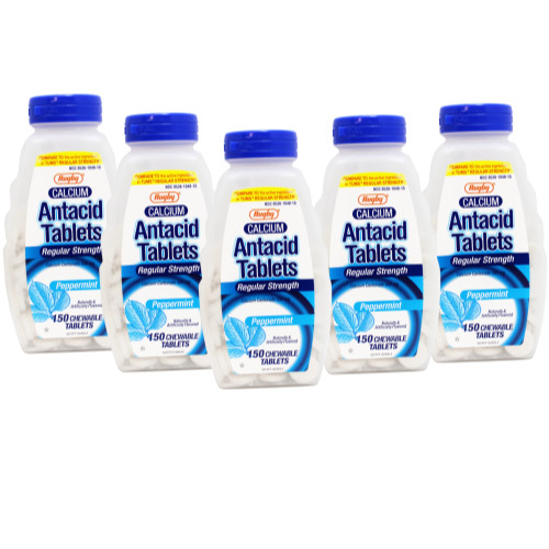 5 Pack Rugby Calcium Carbonate Tablets Mint 500Mg 150 Count Each