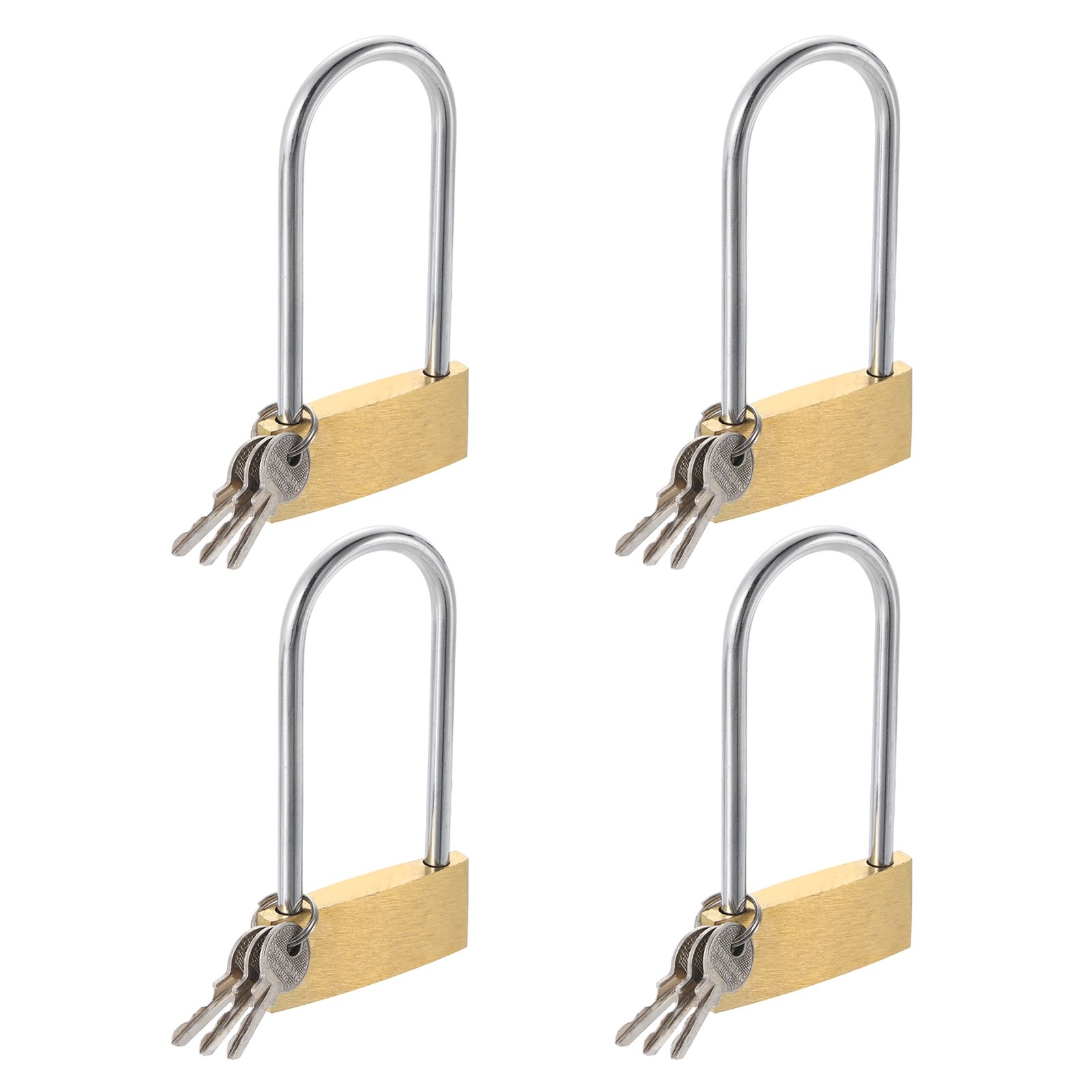 4Pcs Solid Brass Padlock with Key 2" Wide Body 2.8 Inch Long Shackle Lock