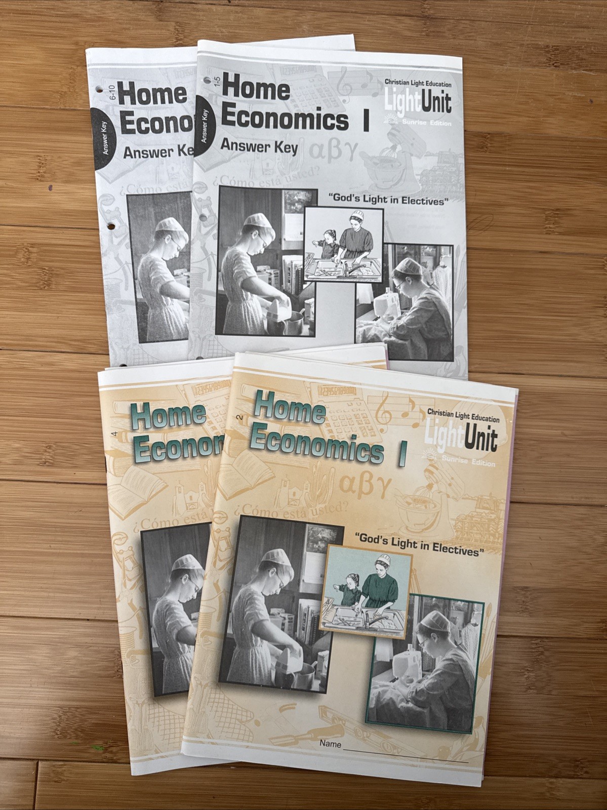 Christian Light Education Home Economics Answer Keys and Student Books 2 and 4