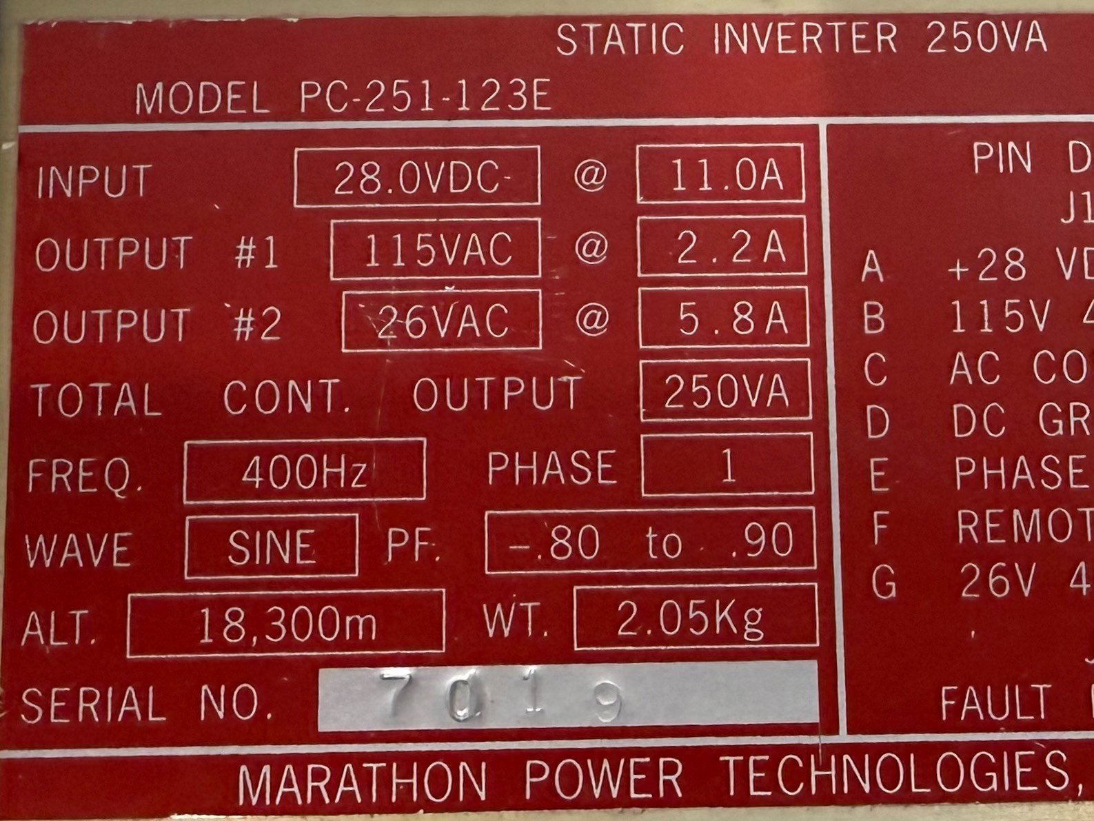 Static Inverter 250VA PC-251-123E Removed Working