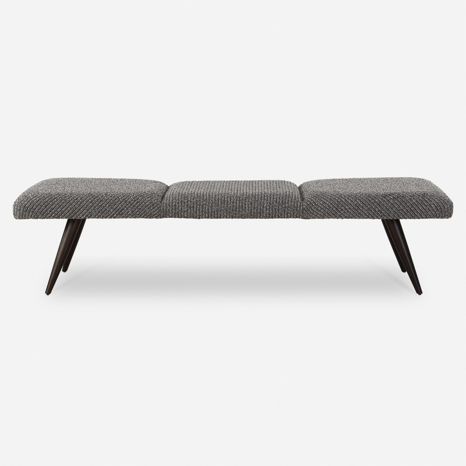 Uttermost 23849 Bowtie 73"W Metal Framed Polyester Bench - Charcoal