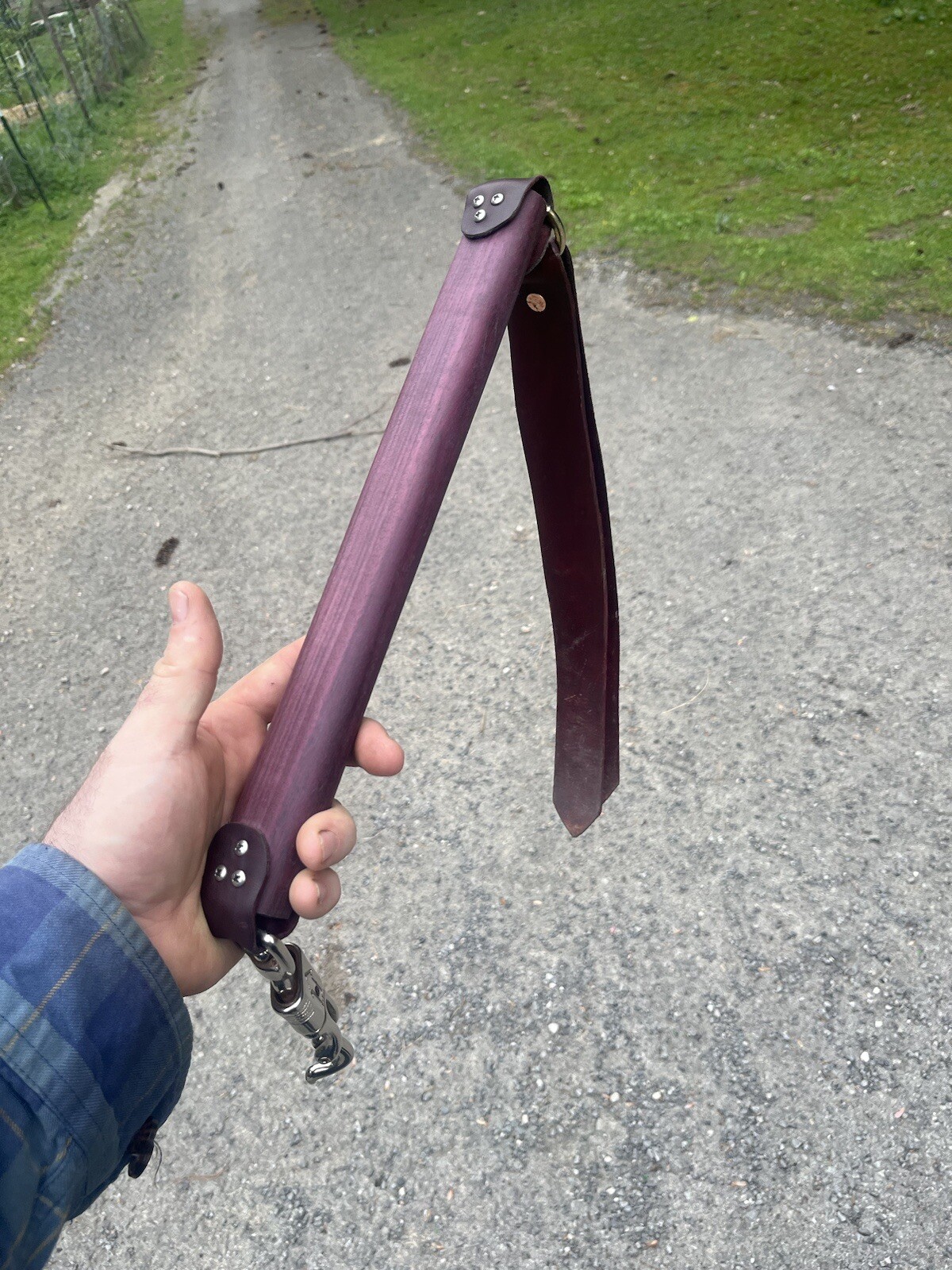Purpleheart Rebenque horse Whip With Panic Clip And Belt Ring Carrier